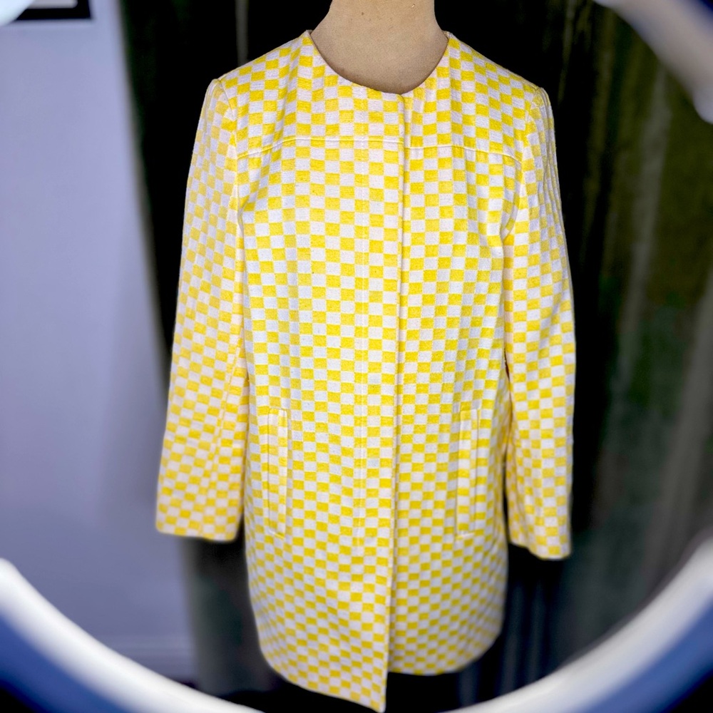 Zara Yellow and White Checkered Blazer